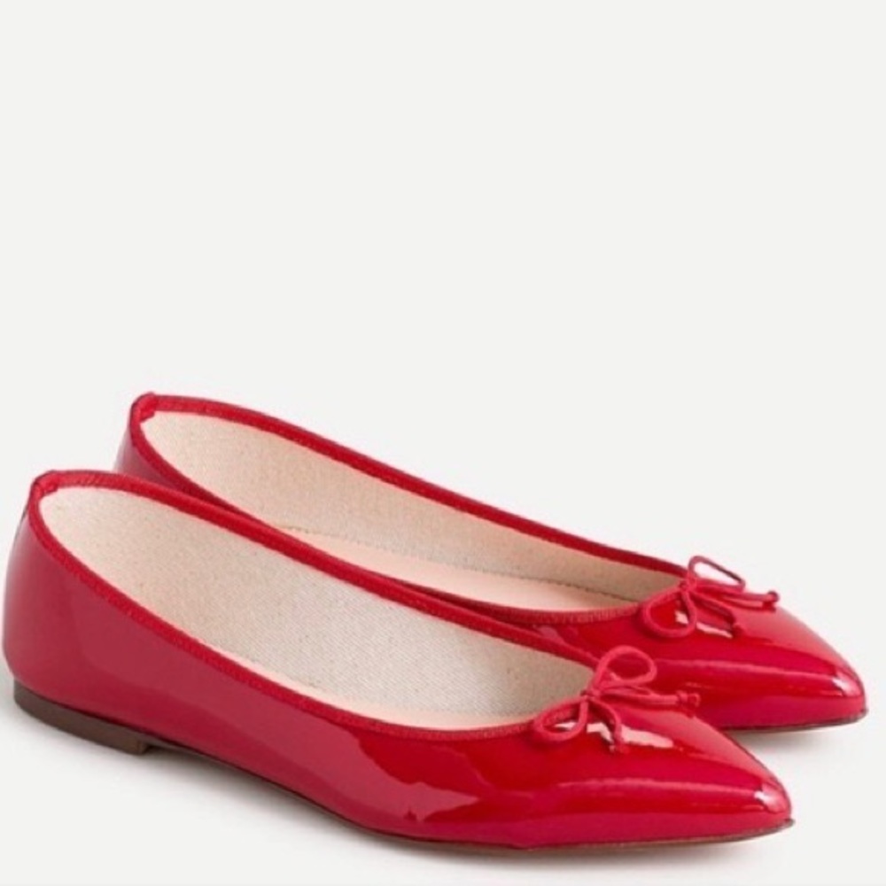 Jcrew Patent “Gemma” Red Point Flats 8